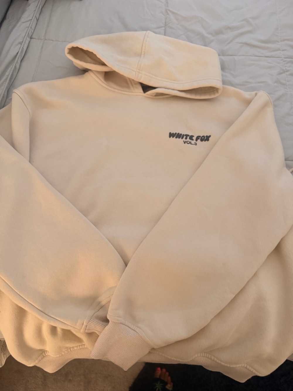 Cream white fox Hoodie set